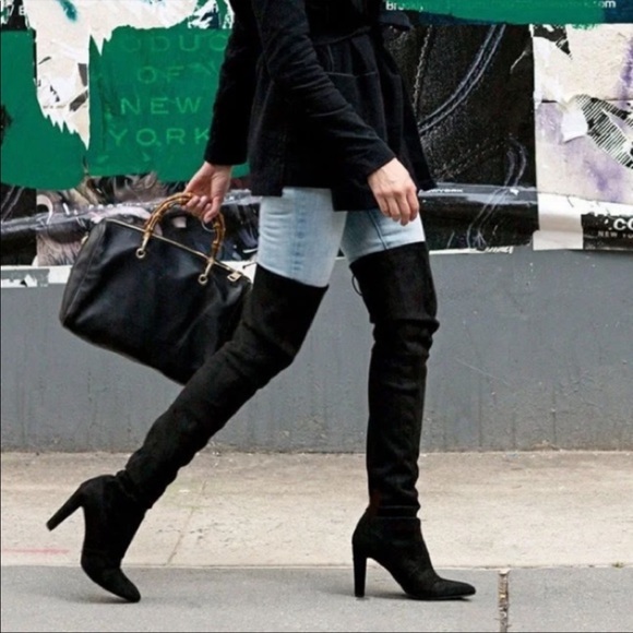 Stuart Weitzman Black Suede Highland Over-the-Knee High Heel Boot 8.5 - Picture 14 of 16